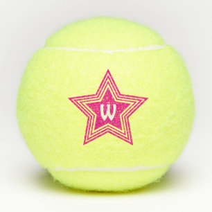 Super Star Pink Monogram Initial Tennisbälle