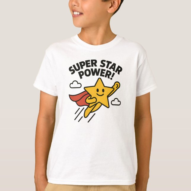 Super Star Power Cute Yellow Hero Design T-Shirt (Vorderseite)