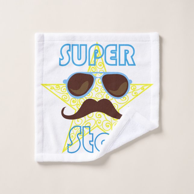 Super Star with sunglasses and mustache (Gant de toilette)