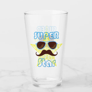 Super Star with sunglasses and mustache Glas