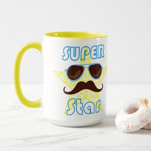 Super Star with sunglasses and mustache Tasse (Mit Donut)