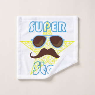 Super Star with sunglasses and mustache Waschlappen