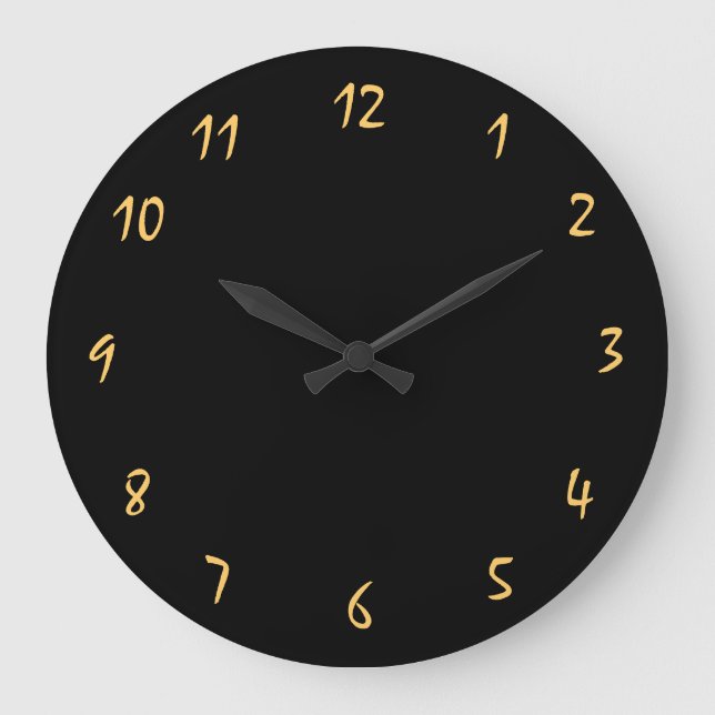 Super Stilvoll und elegant schwarz und goldfarben Große Wanduhr (Vorderseite)