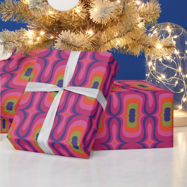 Super stilvolle und moderne Retro-60er 70er GIF Wr Geschenkpapier (Feiertage)