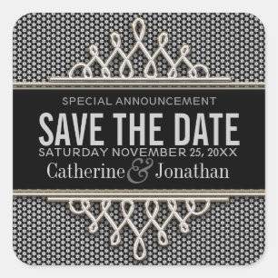 Super Style Schwarz Silber Save the Date Aufkleber