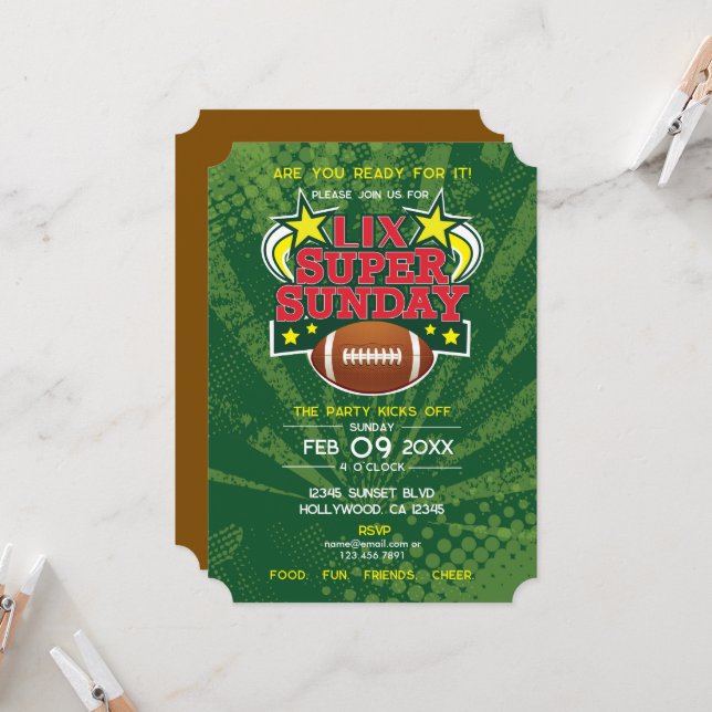 Super Sunday Football Party Einladung (Vorderseite/Rückseite Beispiel)