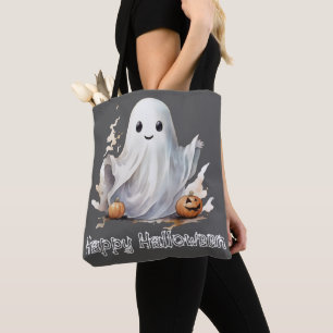 Super süße Geist-Kürbisse Grau Frohes Halloween Tasche