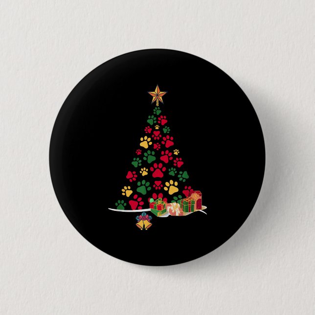 Super süße Hundepfoten drucken Weihnachtsbaum  Button (Vorderseite)