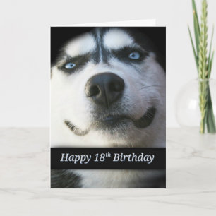 Super süße lächelnde Husky Glücklicher 18. Geburts Karte