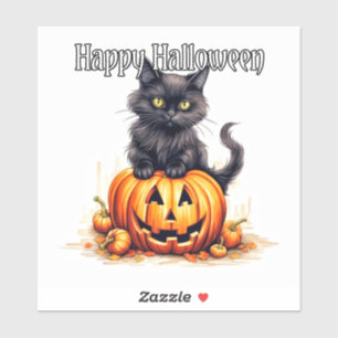 Super süße schwarze Kitty-Katze Frohes Halloween Aufkleber