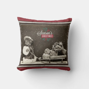 Super süße vintage Weihnachtskatze Kissen