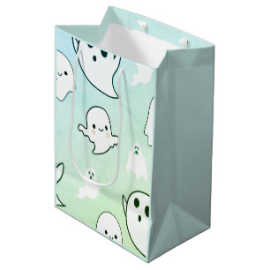 Super süße weiße Geister Hellgrün Halloween Mittlere Geschenktüte