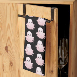Super süßes rosa Gespenstermuster Halloween Geschirrtuch