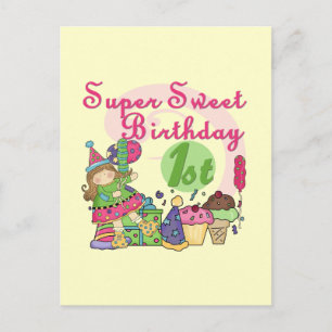 Super Sweet 1. Geburtstag T - Shirt und Geschenke Postkarte