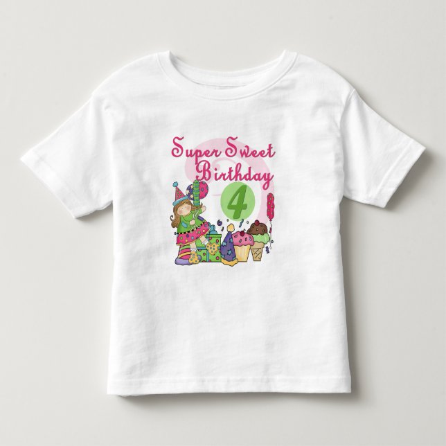 Super Sweet 4. Geburtstag T - Shirt und Geschenke (Vorderseite)