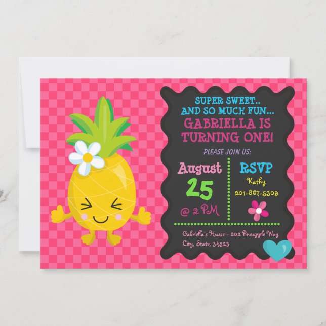 Super Sweet Ananas Invitation d'anniversaire (Devant)
