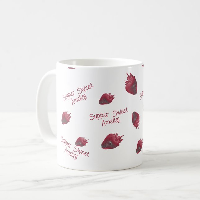 Super sweet Strawberry Personalisiert Kaffeetasse (Vorderseite Links)