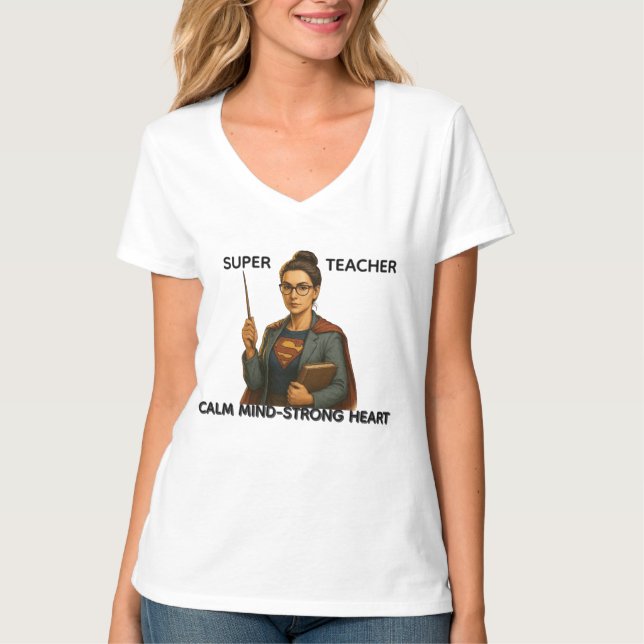 Super Teacher: Calm Mind - Strong Heart T-Shirt (Vorderseite)