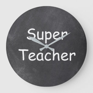 Super Teacher Chalkboard Design Gift Idea Große Wanduhr