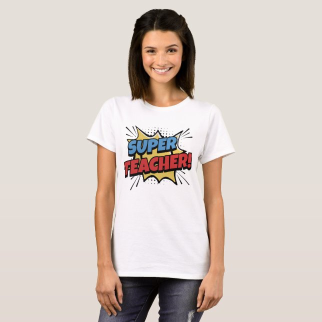 Super Teacher Comic Style T-Shirt (Vorne ganz)