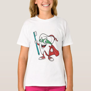 Super Tooth Held   Karieskämpfer Kinder & Zahnarzt T-Shirt