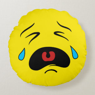 Super trauriges schreiendes Gesicht Emoji Rundes Kissen