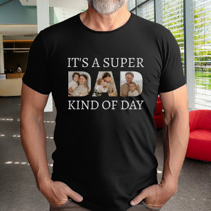 Super Vater Art Tagesfoto Collage Black T-Shirt