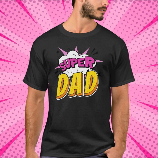 Super Vater Comic Book Birthday Party T-Shirt (Super DAD - matching parent's birthday t-shirts for girl's superhero themed birthday party)
