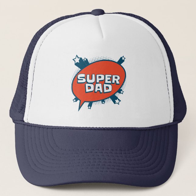 Super Vater Comic Bubble Hat Truckerkappe (Vorderseite)