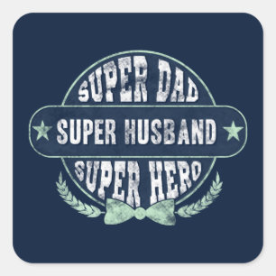 Super-Vater Ehemann Held Vatertag Quadratischer Aufkleber