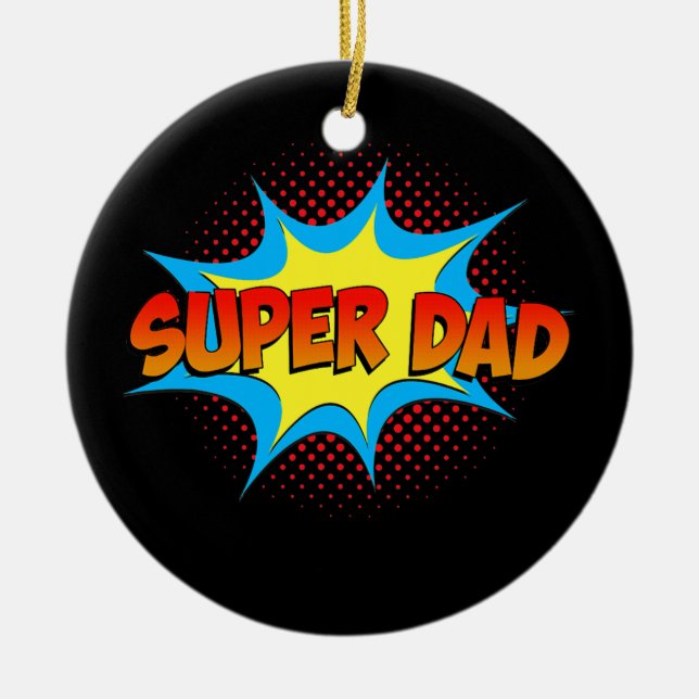 Super Vater Family Matching Superhero Comic Set Keramik Ornament (Vorne)