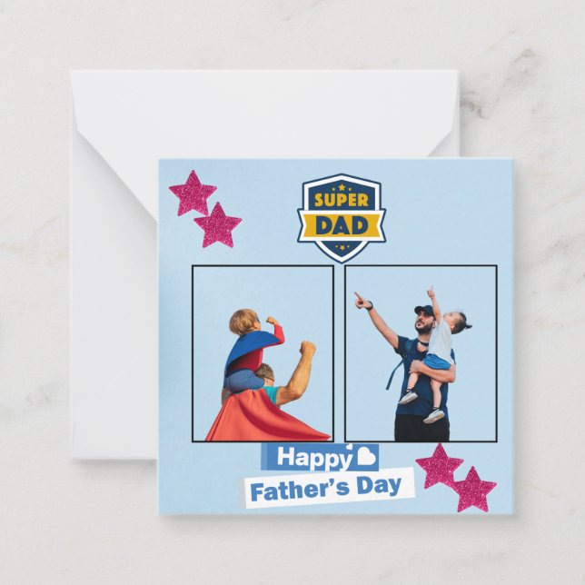 Super Vater Foto Collage Happy Vatertag Card Mitteilungskarte (Vorderseite)