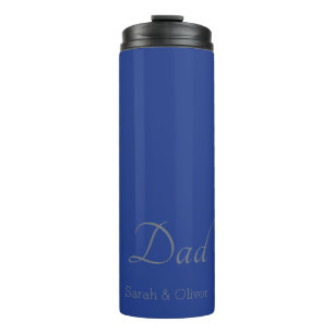 Super-Vater-Geschenk - Minimalistisch Blau und Sil Thermosbecher
