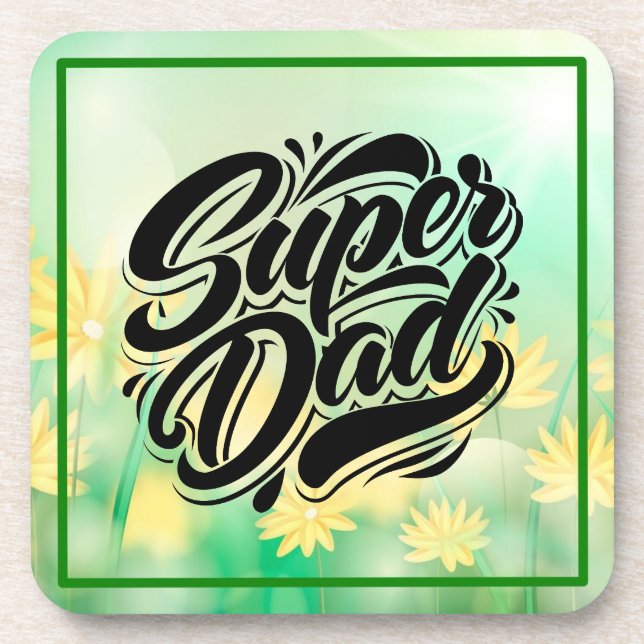 Super-Vater-Held-Typografie-Design-67888 Getränkeuntersetzer (Vorderseite)