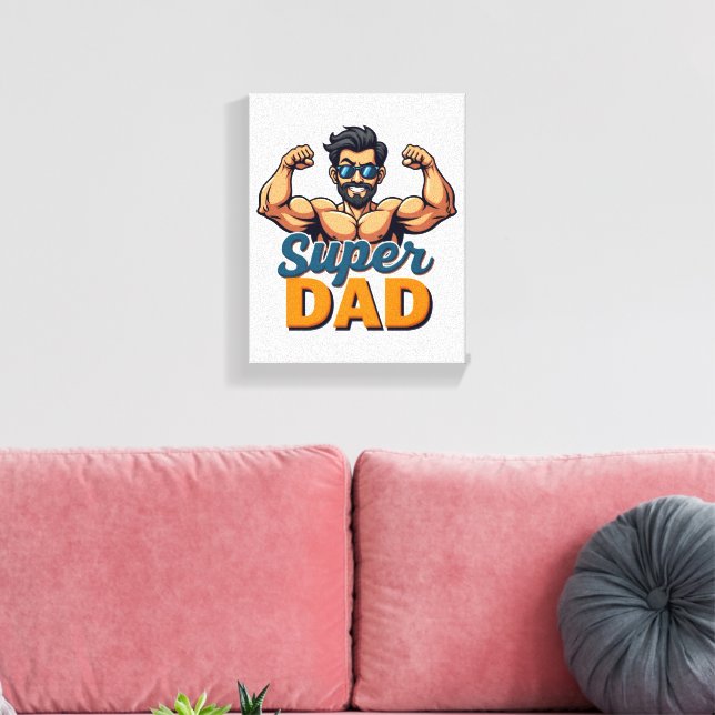 Super Vater Leinwand - Funny Wall Art (Insitu (Wohnzimmer))