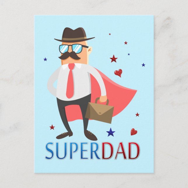 Super-Vater mit Niedlicher Heldenzeichen-Postkarte Postkarte (Vorderseite)