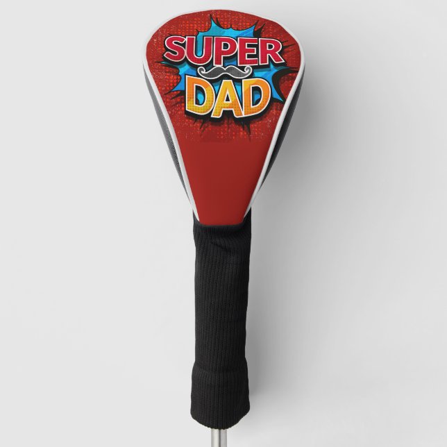 Super Vater Mustache Modern Grunge Golf Headcover (Vorderseite)