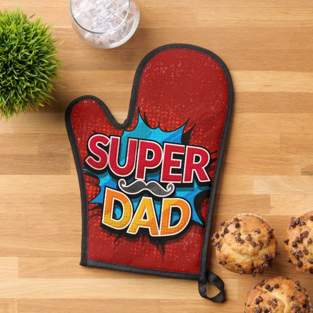 Super Vater Mustache Modern Grunge Ofenhandschuh (Oben unten)