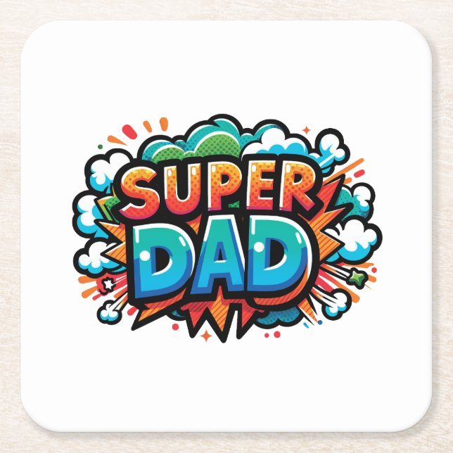 Super Vater Rechteckiger Pappuntersetzer (Vorderseite)