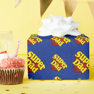 Super Vater Red Yellow Blue Vatertag Superheld Geschenkpapier