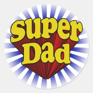 Super Vater, Superheld Rot/Gelb/Blau Runder Aufkleber