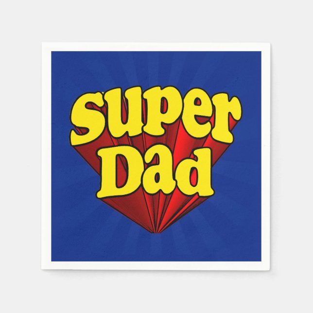 Super Vater, Superheld Rot/Gelb/Blau Vatertag Serviette (Vorderseite)