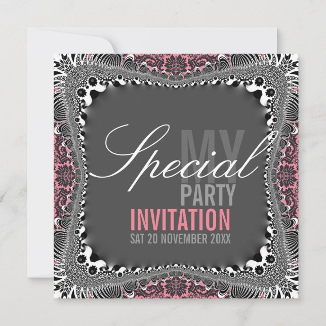 Super Vintage Damask Invitations spéciales (Devant)