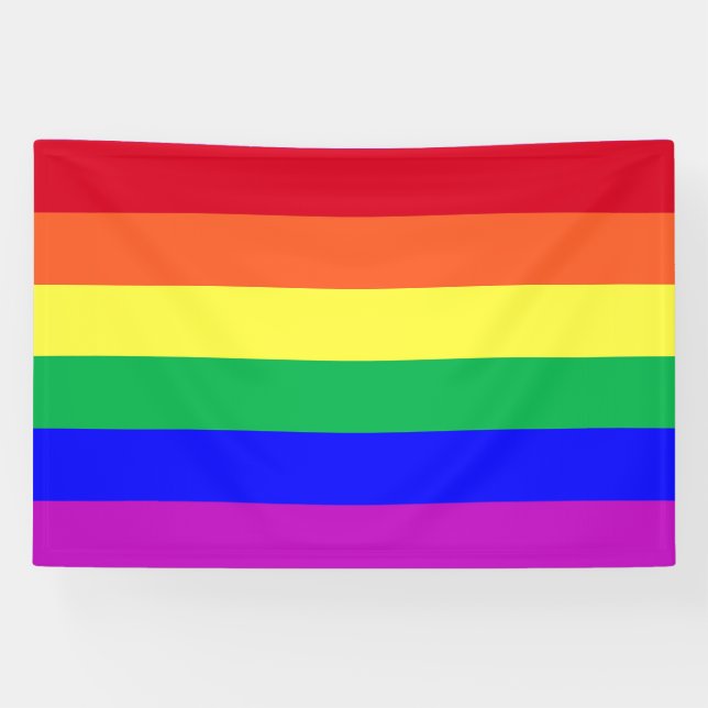Super Vivid Vibrant Colors LGBTQ+ Rainbow Stripes Banner (Horizontal)