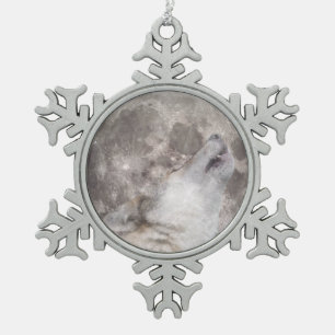 Super Wolf Mond Schneeflocken Zinn-Ornament