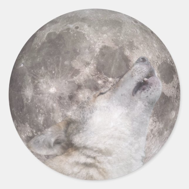 Super Wolf Moon Runder Aufkleber (Vorderseite)