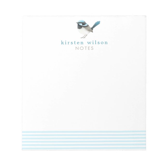 Superb Fairy Wren - Niedlich Blue Bird Personalisi Notizblock (Vorderseite)