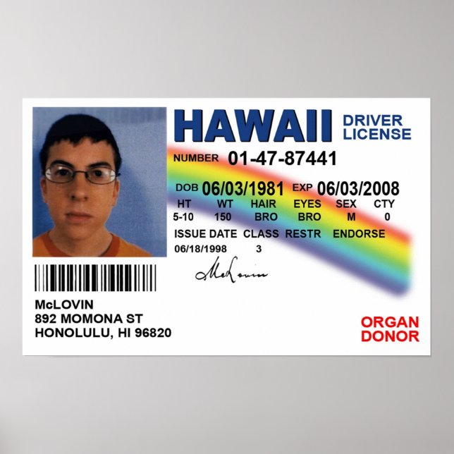 Superbad Fake ID License Poster (Vorne)