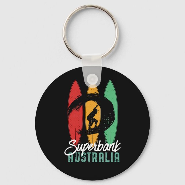 Superbank Beach Australia Vintag Retro Surfing Schlüsselanhänger (Vorderseite)