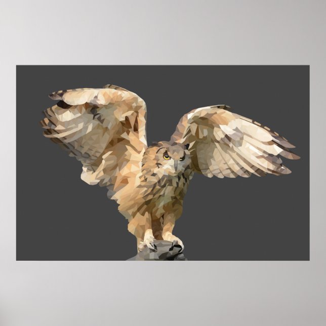 Superbe affiche de hibou d'art géométrique (Devant)